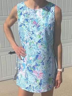 Lilly Pulitzer XS Donna tunic Top Coastal Blue Lion Around